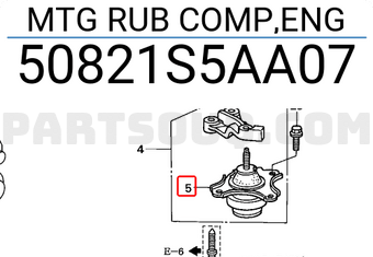 Honda 50821S5AA07 MTG RUB COMP,ENG