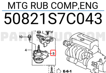 Honda 50821S7C043 MTG RUB COMP,ENG