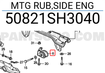 Honda 50821SH3040 MTG RUB,SIDE ENG