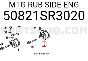 Honda 50821SR3020 MTG RUB SIDE ENG