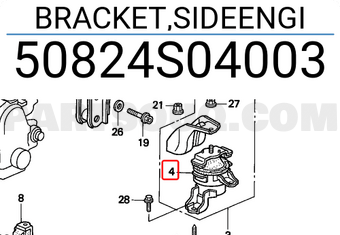 Honda 50824S04003 BRACKET,SIDEENGI