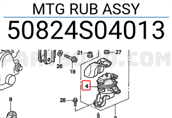 Honda 50824S04013 MTG RUB ASSY