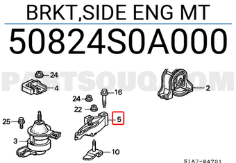 Honda 50824S0A000 BRKT,SIDE ENG MT