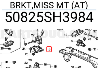 Honda 50825SH3984 BRKT,MISS MT (AT)