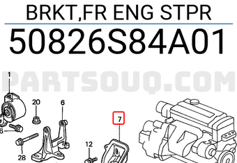 Honda 50826S84A01 BRKT,FR ENG STPR