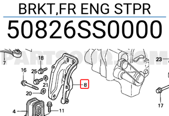 Honda 50826SS0000 BRKT,FR ENG STPR
