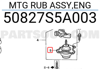 Honda 50827S5A003 MTG RUB ASSY,ENG