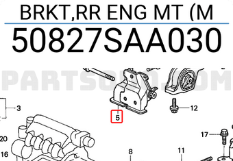 Honda 50827SAA030 BRKT,RR ENG MT (M