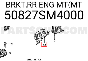 Honda 50827SM4000 BRKT,RR ENG MT(MT