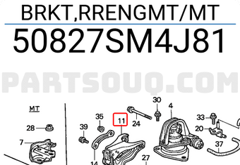 Honda 50827SM4J81 BRKT,RRENGMT/MT
