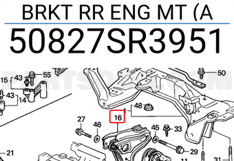 Honda 50827SR3951 BRKT RR ENG MT (A