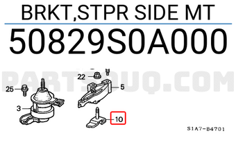 Honda 50829S0A000 BRKT,STPR SIDE MT