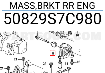 Honda 50829S7C980 MASS,BRKT RR ENG