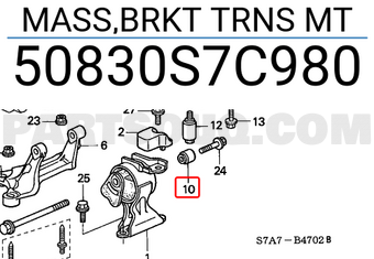 Honda 50830S7C980 MASS,BRKT TRNS MT