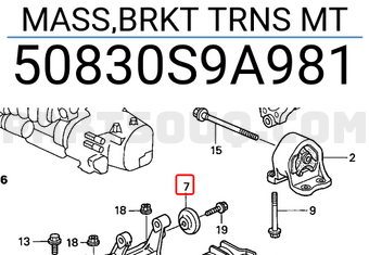 Honda 50830S9A981 MASS,BRKT TRNS MT