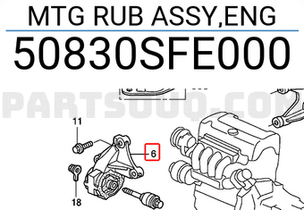 Honda 50830SFE000 MTG RUB ASSY,ENG