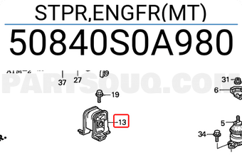 Honda 50840S0A980 STPR,ENGFR(MT)