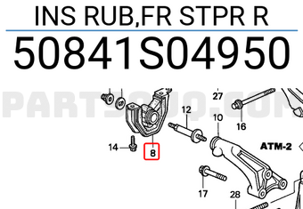 Honda 50841S04950 INS RUB,FR STPR R