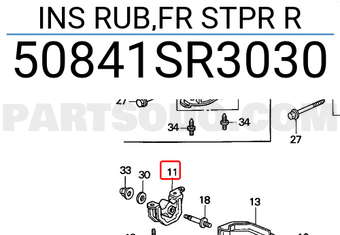 Honda 50841SR3030 INS RUB,FR STPR R