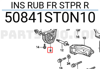 Honda 50841ST0N10 INS RUB FR STPR R