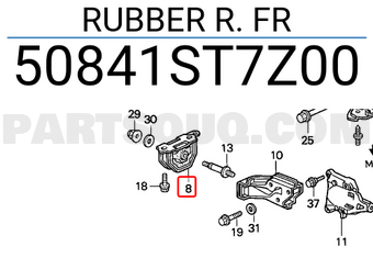 Honda 50841ST7Z00 RUBBER R. FR