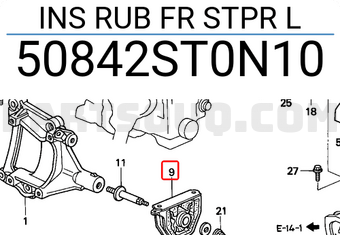 Honda 50842ST0N10 INS RUB FR STPR L