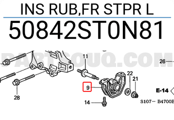 Honda 50842ST0N81 INS RUB,FR STPR L