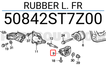 Honda 50842ST7Z00 RUBBER L. FR
