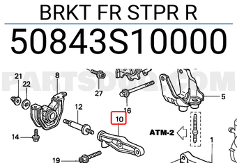 Honda 50843S10000 BRKT FR STPR R