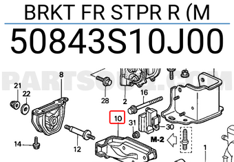 Honda 50843S10J00 BRKT FR STPR R (M