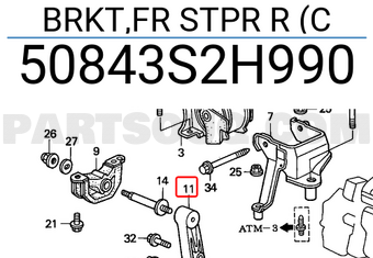 Honda 50843S2H990 BRKT,FR STPR R (C