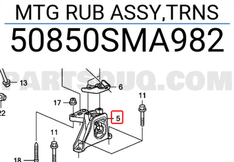 Honda 50850SMA982 MTG RUB ASSY,TRNS