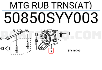 Honda 50850SYY003 MTG RUB TRNS(AT)