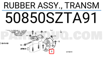 Honda 50850SZTA91 RUBBER ASSY., TRANSM