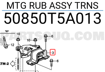 Honda 50850T5A013 MTG RUB ASSY TRNS