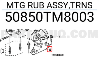 Honda 50850TM8003 MTG RUB ASSY,TRNS