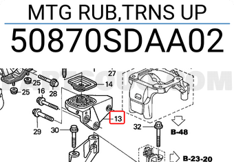 Honda 50870SDAA02 MTG RUB,TRNS UP