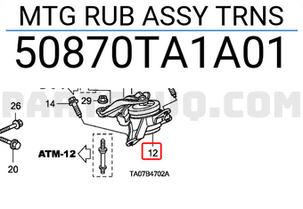 Honda 50870TA1A01 MTG RUB ASSY TRNS