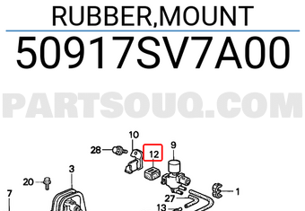 Honda 50917SV7A00 RUBBER,MOUNT
