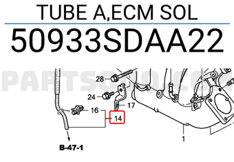 Honda 50933SDAA22 TUBE A,ECM SOL