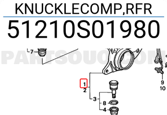 Honda 51210S01980 KNUCKLECOMP,RFR