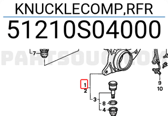 Honda 51210S04000 KNUCKLECOMP,RFR