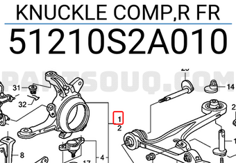 Honda 51210S2A010 KNUCKLE COMP,R FR
