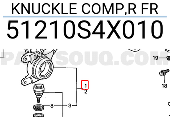 Honda 51210S4X010 KNUCKLE COMP,R FR