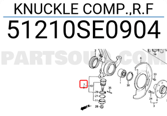 Honda 51210SE0904 KNUCKLE COMP.,R.F