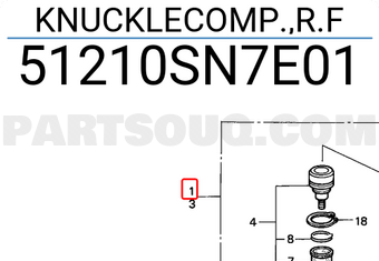 Honda 51210SN7E01 KNUCKLECOMP.,R.F