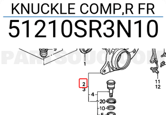 Honda 51210SR3N10 KNUCKLE COMP,R FR