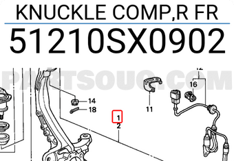Honda 51210SX0902 KNUCKLE COMP,R FR