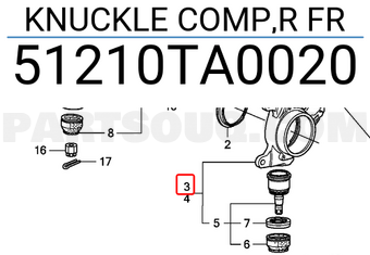 Honda 51210TA0020 KNUCKLE COMP,R FR