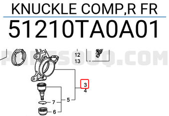 Honda 51210TA0A01 KNUCKLE COMP,R FR